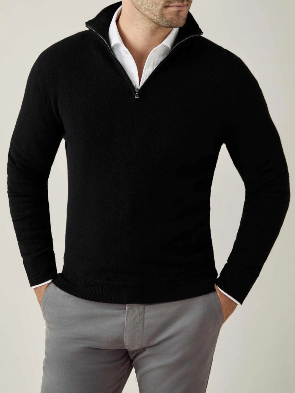 The North Face Cotton Ribbed Quarter-Zip Sweater Size Small Black .
